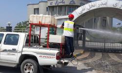 انجام عملیات ضدعفونی و گندزدایی معابر شهری نخل تقی برای مقابله با کرونا