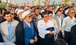 حضور سرپرست سازمان منطقه ویژه پارس در آیین تشییع و خاکسپاری سه شهید دلاور شهرستان دیر